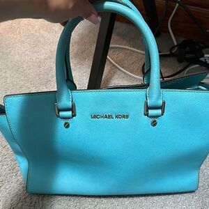 Michael Kors Blue Satchel with Structured Design